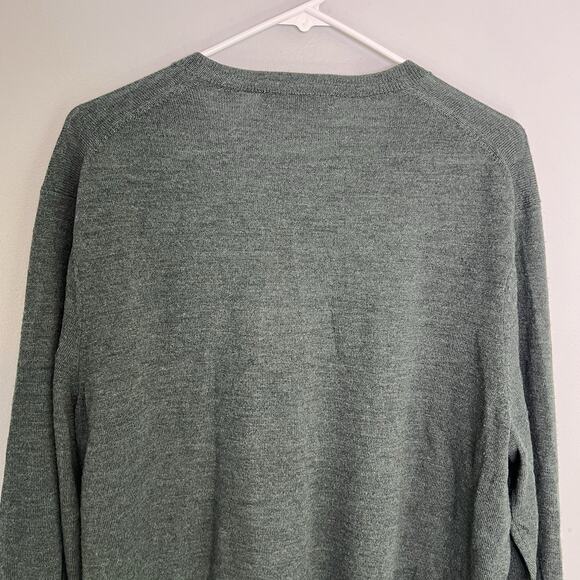 Saks Fifth Avenue Men's Extra Fine Merino Wool Green V Neck Sweater Sz XL Basic - Picture 11 of 13